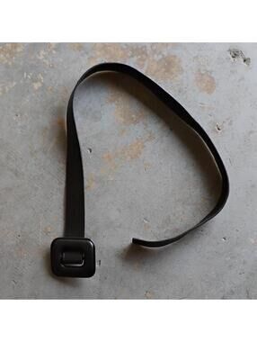 Black Faux Leather Belt with Square Buckle